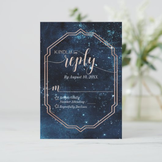 Star Sky Celestial Galaxy Wedding Reply RSVP (Staand voorkant)