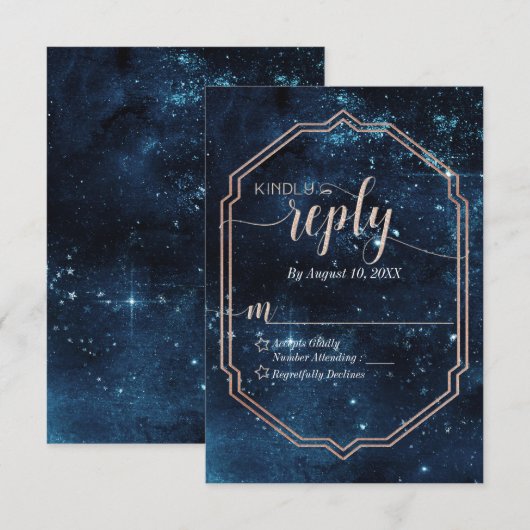 Star Sky Celestial Galaxy Wedding Reply RSVP (Voorkant / Achterkant)