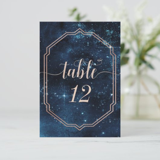 Star Sky Celestial Galaxy Wedding Table Numbers Kaart (Staand voorkant)
