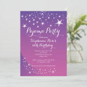 Star Slapepover Party Birthday Party Invitations Kaart (Staand voorkant)