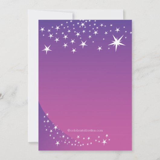 Star Slapepover Party Birthday Party Invitations Kaart (Achterkant)