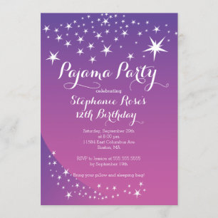 Star Slapepover Party Birthday Party Invitations Kaart