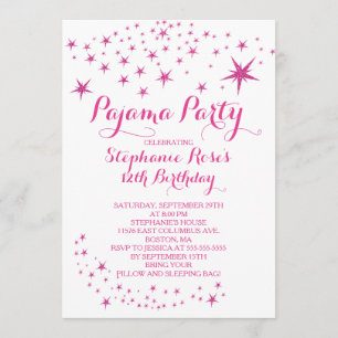 Star Slapepover Party Birthday Party Invitations Kaart