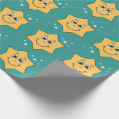 Star smiley vrolijke retro cartoon cadeaupapier (Hoek)