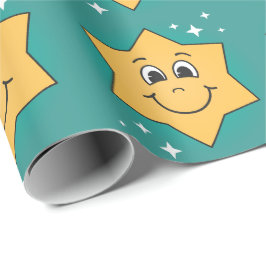 Star smiley vrolijke retro cartoon cadeaupapier