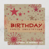 Star Spacey Party Birthday Invitation Kaart (Voorkant / Achterkant)