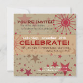 Star Spacey Party Birthday Invitation Kaart (Achterkant)