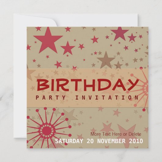 Star Spacey Party Birthday Invitation Kaart (Voorkant)