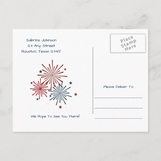 Star Spangled 4th of July Uitnodiging voor een fee (Achterkant)