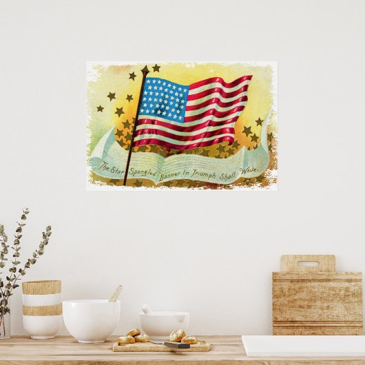Star Spangled Banner American Flag Canvas Print (Keuken)