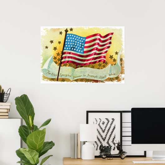 Star Spangled Banner American Flag Canvas Print (Thuiskantoor)