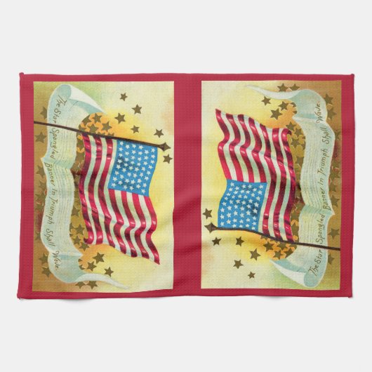 Star Spangled Banner American Flag Kitchen Towel Theedoek (Horizontaal)