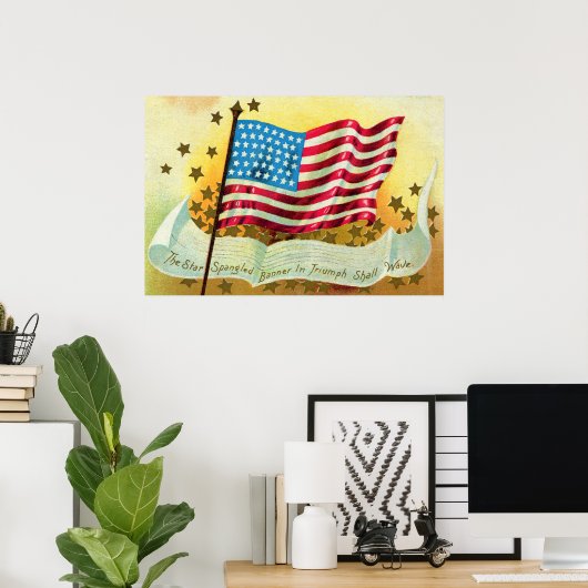 Star Spangled Banner American Flag Poster (Thuiskantoor)