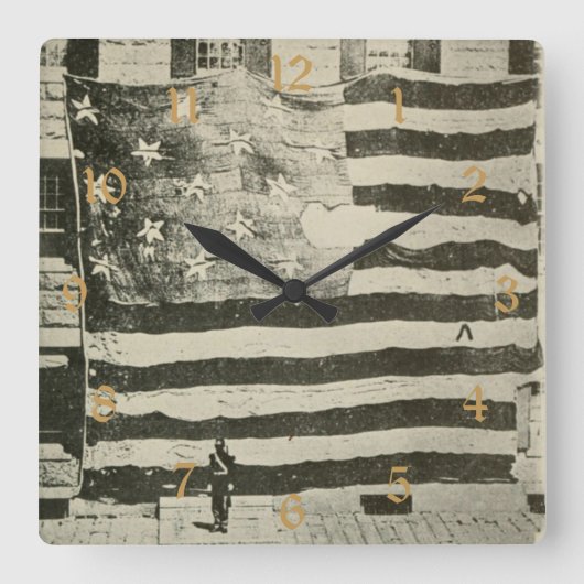 Star Spangled Banner: Amerikaanse vlag te zien Vierkante Klok (Voorkant)