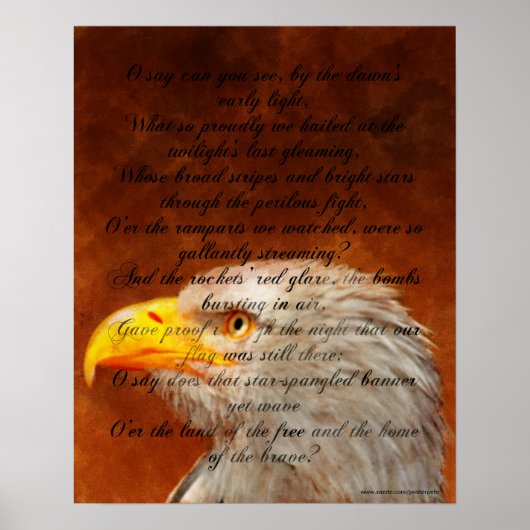 Star Spangled Banner Lyrics Eagle Poster (Voorkant)