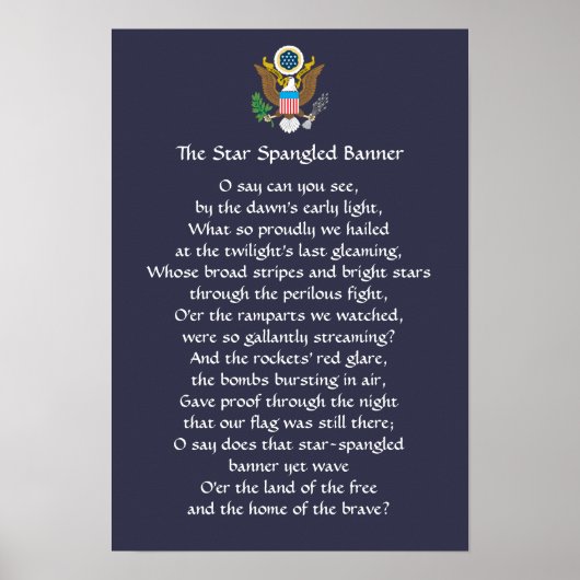 Star Spangled Banner Lyrics Poster (Voorkant)