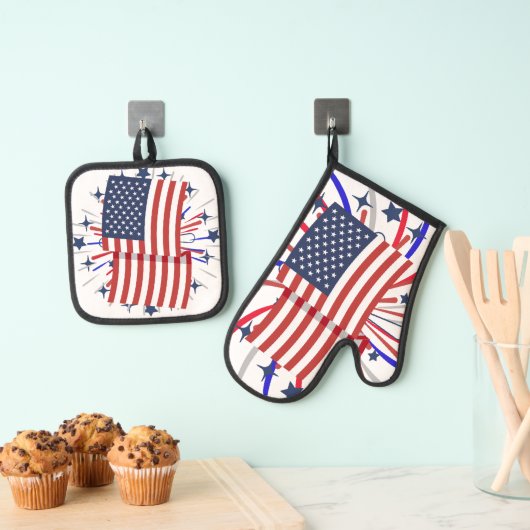 "Star-Spangled Banner" Ovenwant & Pannenlap Set (Insitu(Ophanging))