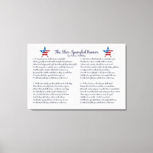 Star Spangled Banner Vier Verzen en Sterren Canvas Afdruk (Voorkant)