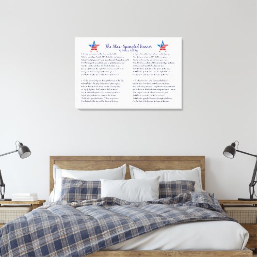 Star Spangled Banner Vier Verzen en Sterren Canvas Afdruk (Insitu (Slaapkamer))