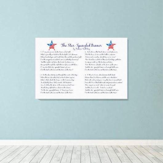 Star Spangled Banner Vier Verzen en Sterren Canvas Afdruk (Insitu (Houten vloer))