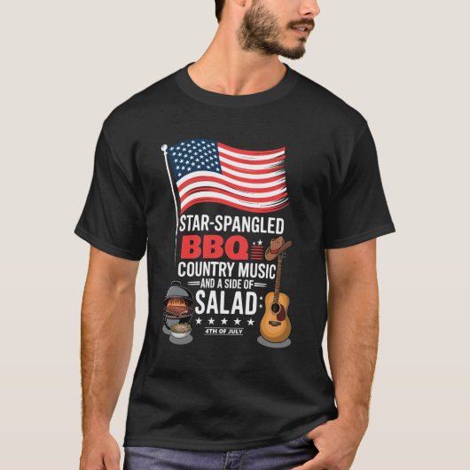 Star Spangled BBQ Country Music Salade 4 juli T-shirt (Voorkant)