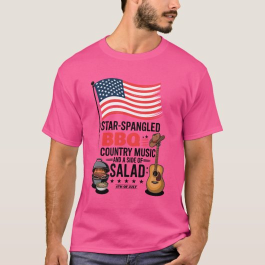Star Spangled BBQ Country Music Salade 4 juli T-shirt (Voorkant)
