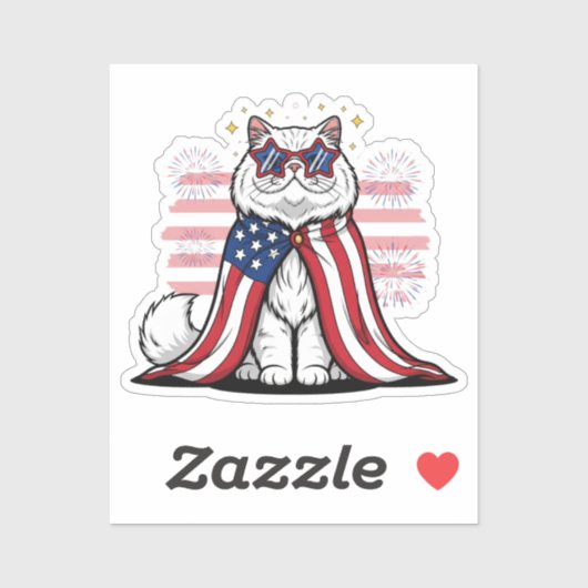 Star Spangled Cat – Patriottische 4e juli Sticker (Vel)
