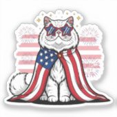 Star Spangled Cat – Patriottische 4e juli Sticker (Voorkant)