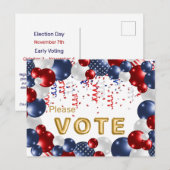 Star Spangled Celebration Vote Reminder Briefkaart (Voorkant / Achterkant)