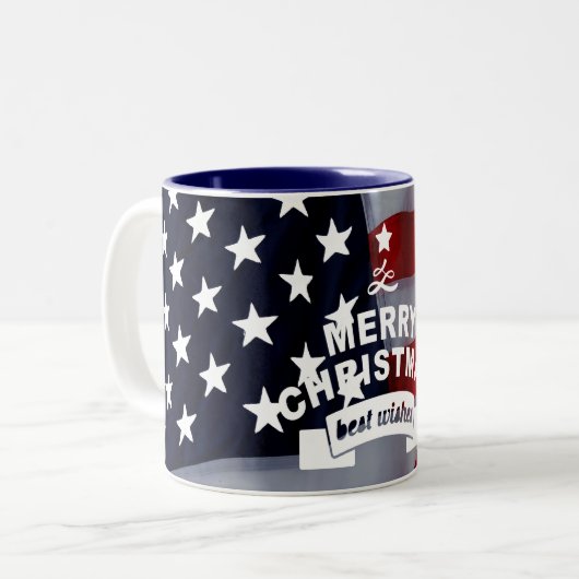 Star-Spangled Christmas: Vier het seizoen Tweekleurige Koffiemok (Voorkant links)