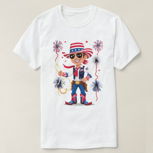 Star-Spangled Cowboy – 4th of July Celebration Des T-shirt (Design voorkant)