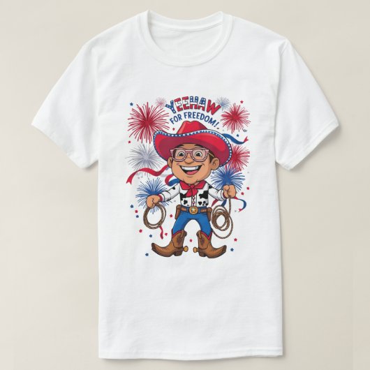 Star-Spangled Cowboy – 4th of July Celebration Des T-shirt (Design voorkant)