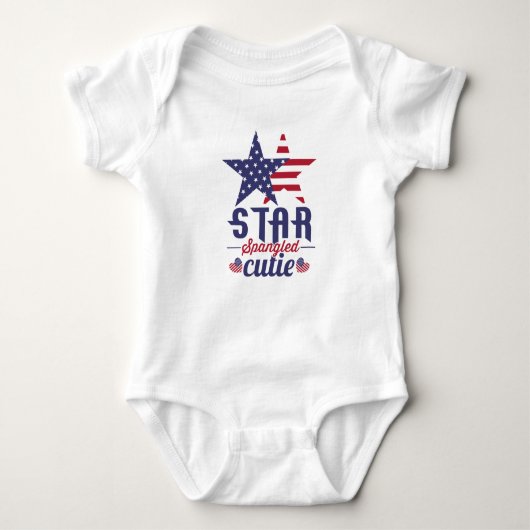 Star Spangled Cutie Red White Blue Stars 4 juli Romper (Voorkant)