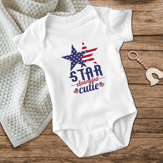 Star Spangled Cutie Red White Blue Stars 4 juli Romper