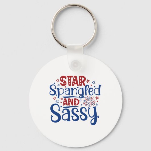 Star Spangled en Sy Independence Day Grappig 4e va Sleutelhanger (Voorkant)