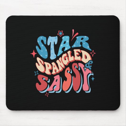 Star Spangled en Sy Independence Day Groovy 4th O Muismat (Voorkant)