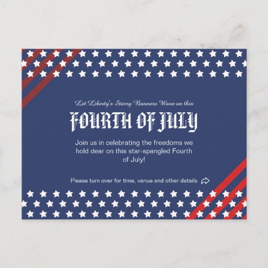 Star-Spangled Freedom Celebration, 4 juli Uitnodiging Briefkaart (Voorkant)