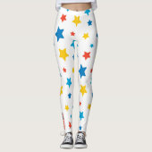 Star-Spangled Fun: Primary Star Print Leggings (Voorkant)
