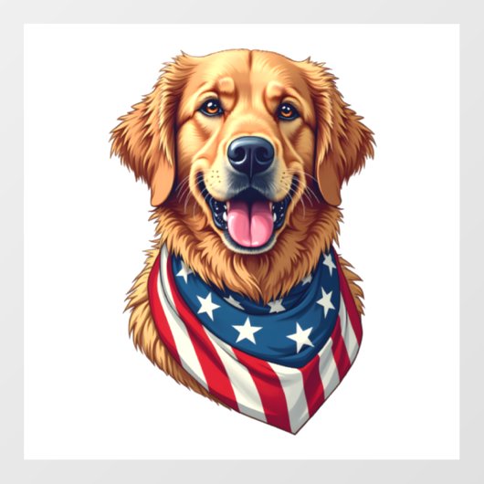 Star Spangled Golden Retriever Vintage Tee 4 Raamsticker (Vel)