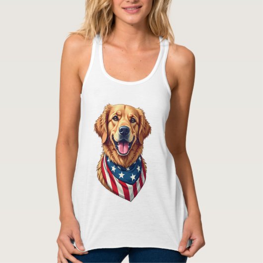 Star Spangled Golden Retriever Vintage Tee 4 Tanktop (Voorkant)