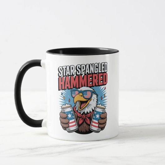 Star Spangled Hammered Funny Patriotic Bald Eagle Mok (Links)