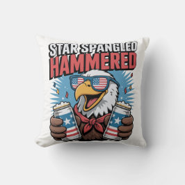 Star Spangled Hammered Patriotic Eagle Rood Wit Kussen