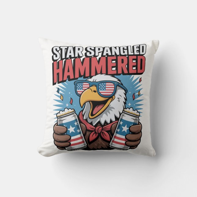 Star Spangled Hammered Patriotic Eagle Rood Wit Kussen (Voorkant)