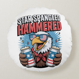 Star Spangled Hammered Patriotic Eagle Rood Wit Rond Kussen