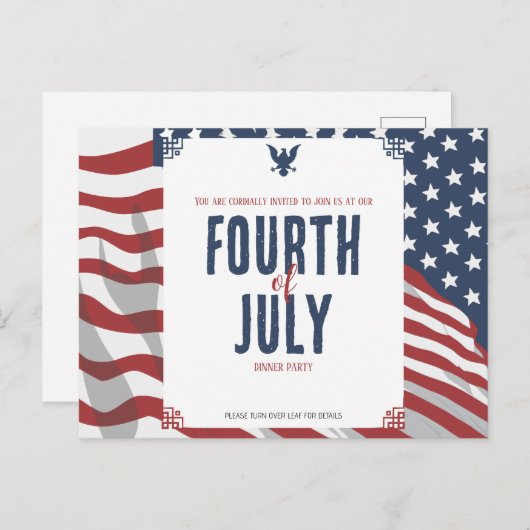 Star-Spangled Independence Day 4 juli Uitnodiging Briefkaart (Voorkant / Achterkant)