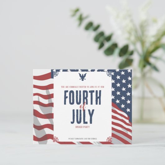 Star-Spangled Independence Day 4 juli Uitnodiging Briefkaart (Staand voorkant)
