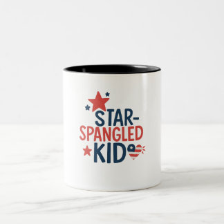 Star-Spangled Kind - Schattige patriottisch ontwer Tweekleurige Koffiemok