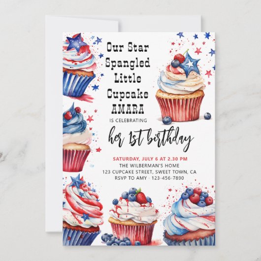 Star Spangled Little Cupcake Any Age Kids Verjaard Kaart (Voorkant)