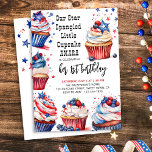 Star Spangled Little Cupcake Any Age Kids Verjaard Kaart<br><div class="desc">4 juli westerne thema verjaardagsuitnodiging die u kunt personaliseren voor elke leeftijd. Het ontwerp is getiteld "onze sterretje spangled kleine cupcake [naam] viert [zijn / haar #th] verjaardag" en de sjabloon is opgezet voor u om de resterende uitnodigingsgegevens toe te voegen. Heerlijk design van cupcakes in rood wit en blauw...</div>