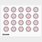 Star Spangled Patriotic Custom Initiaal Monogram Ronde Sticker (Vel)